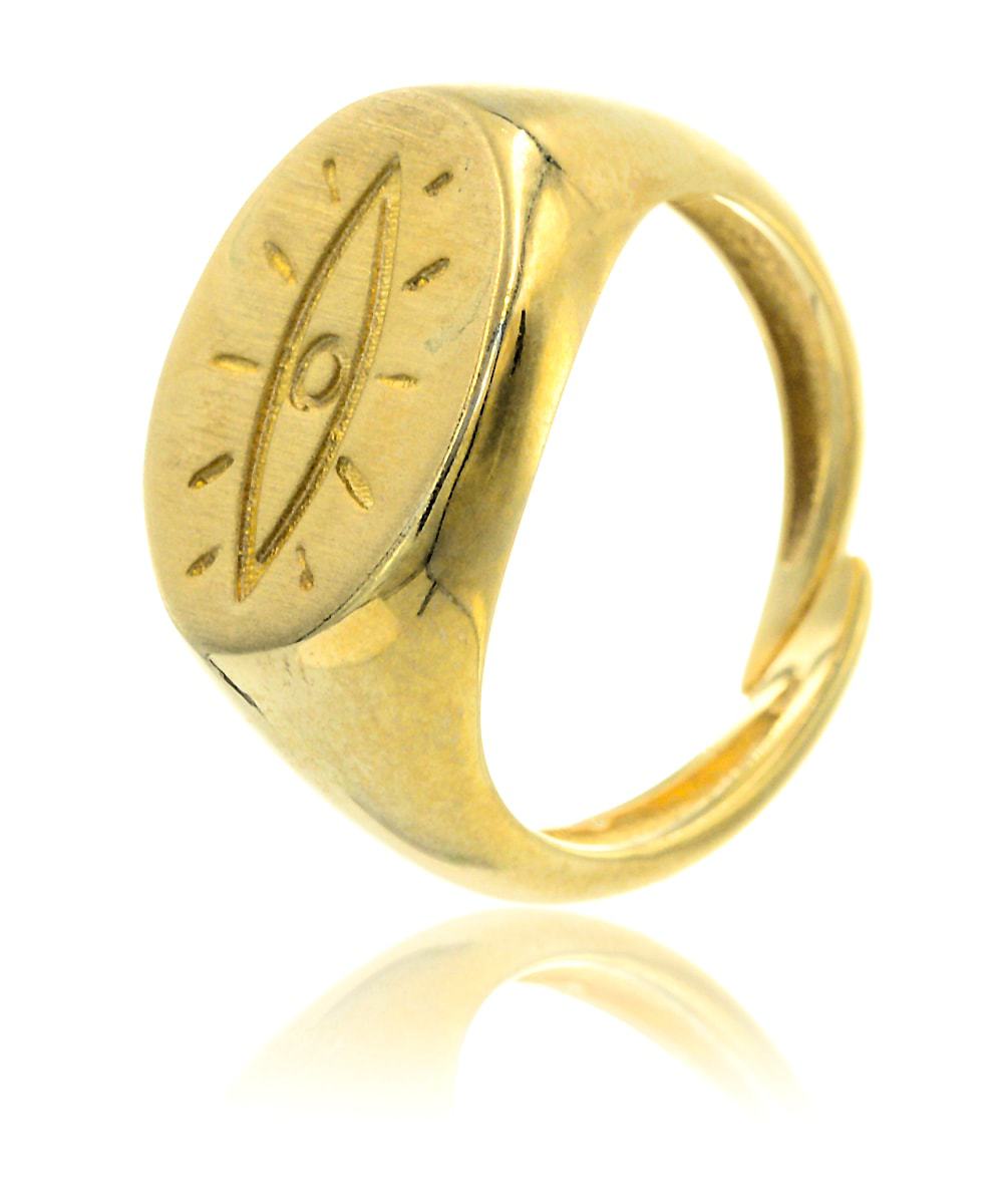 Ασημένιο Επιχρυσωμένο Δαχτυλίδι 925 | Μάτι | AD139