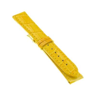CAMPAGNOLO <br> Κροκό Λουστρέ Δερμάτινο Λουράκι Σε Κίτρινο Χρώμα 18mm <br> camp-23-18mm