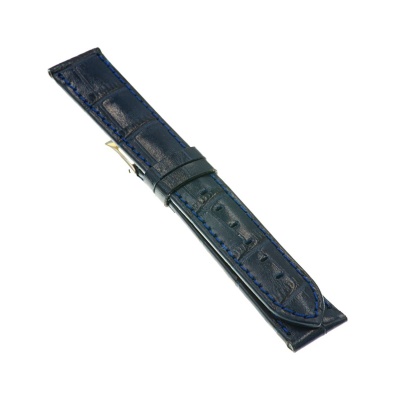 CAMPAGNOLO <br> Κροκό Λουστρέ Δερμάτινο Λουράκι Σε Σκούρο Μπλε Χρώμα 18mm <br> camp-27-18mm