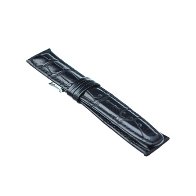 KUKI  Δερμάτινο Λουράκι FLEX Γνήσιος Αλιγάτορας Σε Μαύρο Χρώμα 20mm  kuki-21