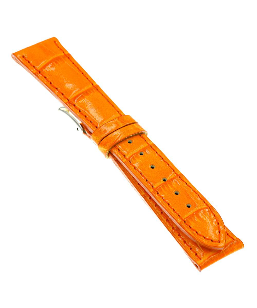 CAMPAGNOLO <br> Κροκό Λουστρέ Δερμάτινο Λουράκι Σε Πορτοκαλί Χρώμα 18mm <br> camp-35-18mm