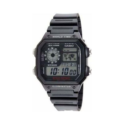 CASIO  Collection Vintage Black Rubber Strap  AE-1200WH-1AVEF