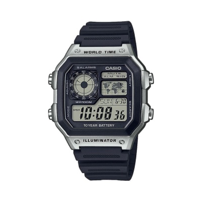 CASIO  Collection Black Rubber Strap  AE-1200WH-1CVEF