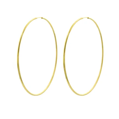 Χρυσά Γυναικεία Σκουλαρίκια 14Κ | 6 cm | Κρίκοι | AS127