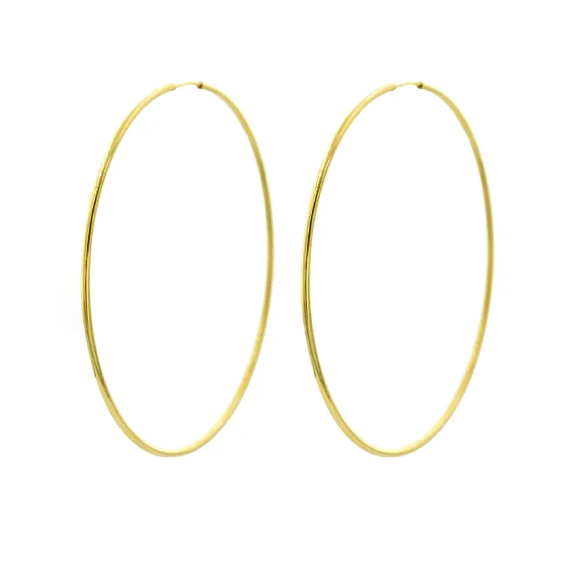 Χρυσά Γυναικεία Σκουλαρίκια 14Κ | 6 cm | Κρίκοι | AS127