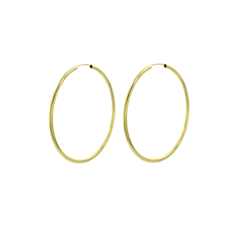 Χρυσά Γυναικεία Σκουλαρίκια 14Κ | 3,5 cm | Κρίκοι | AS132