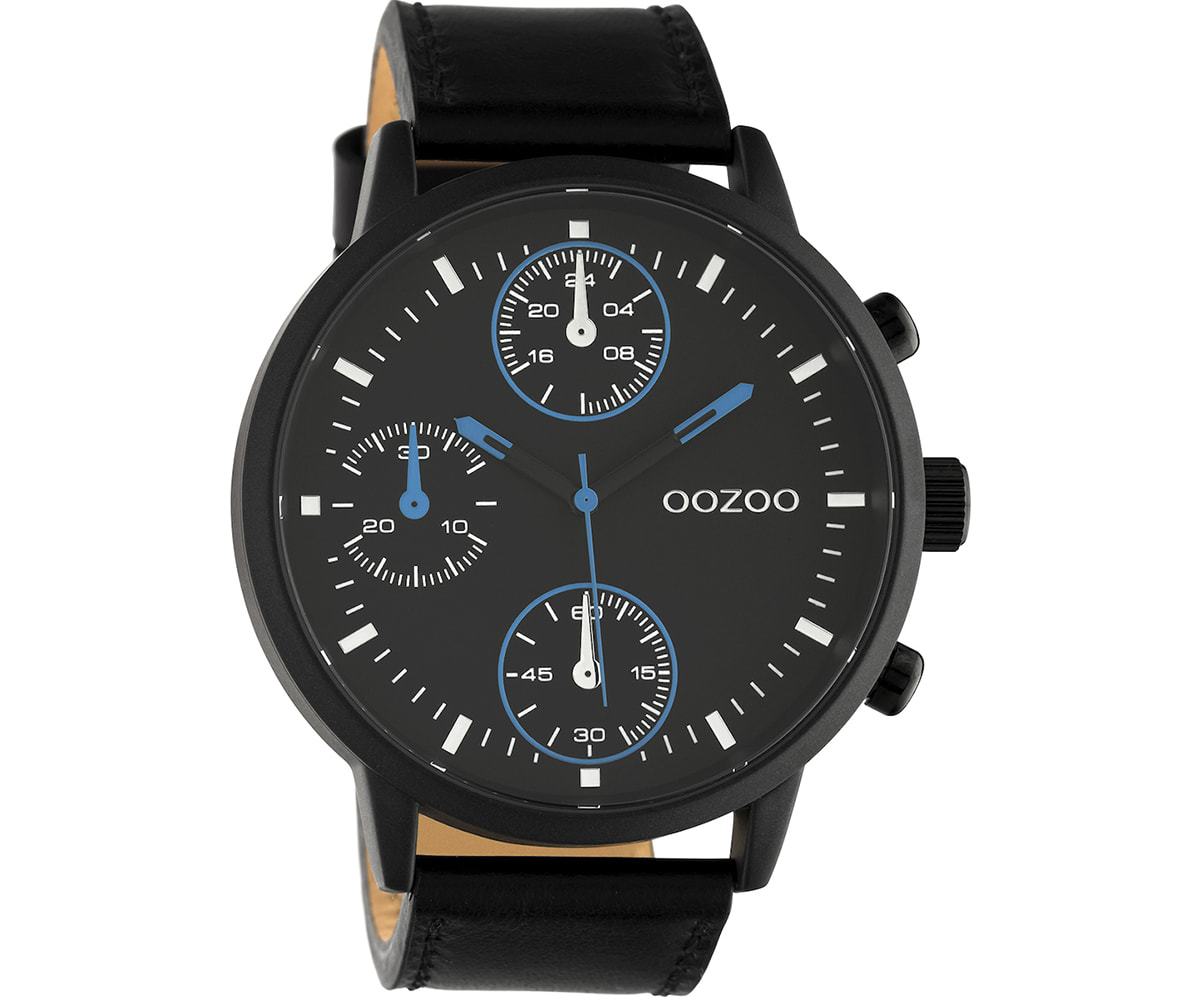 OOZOO  Timepieces Black Leather Strap  C10669