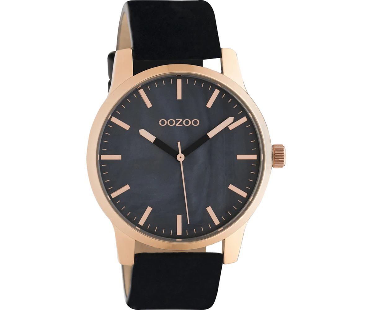 OOZOO  Timepieces Black Leather Strap  C10729