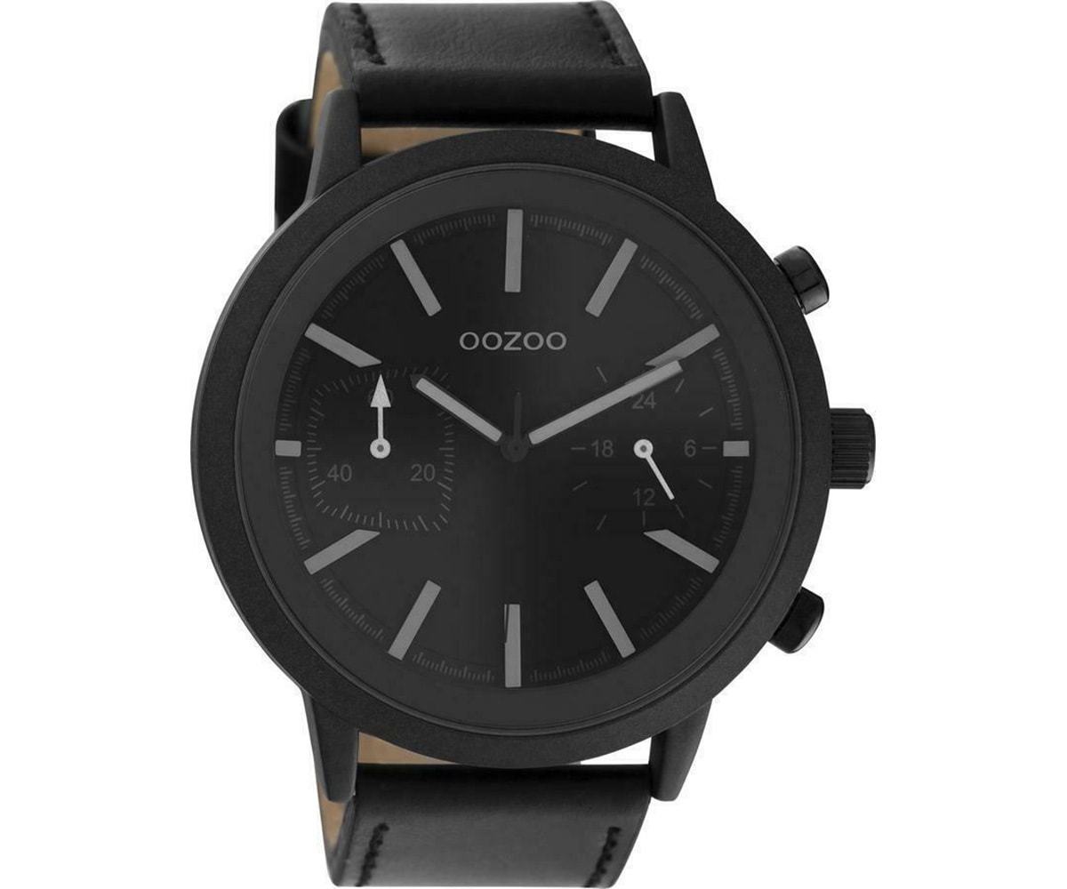 OOZOO  Timepieces Black Leather Strap  C10809