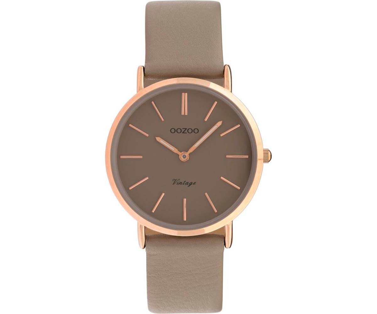 OOZOO  Timepieces Vintage Rose Gold Brown Leather Strap  C9979