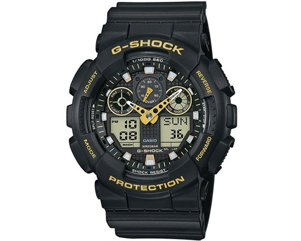CASIO  G-Shock Chronograph Black Rubber Strap  GA-100GBX-1A9ER