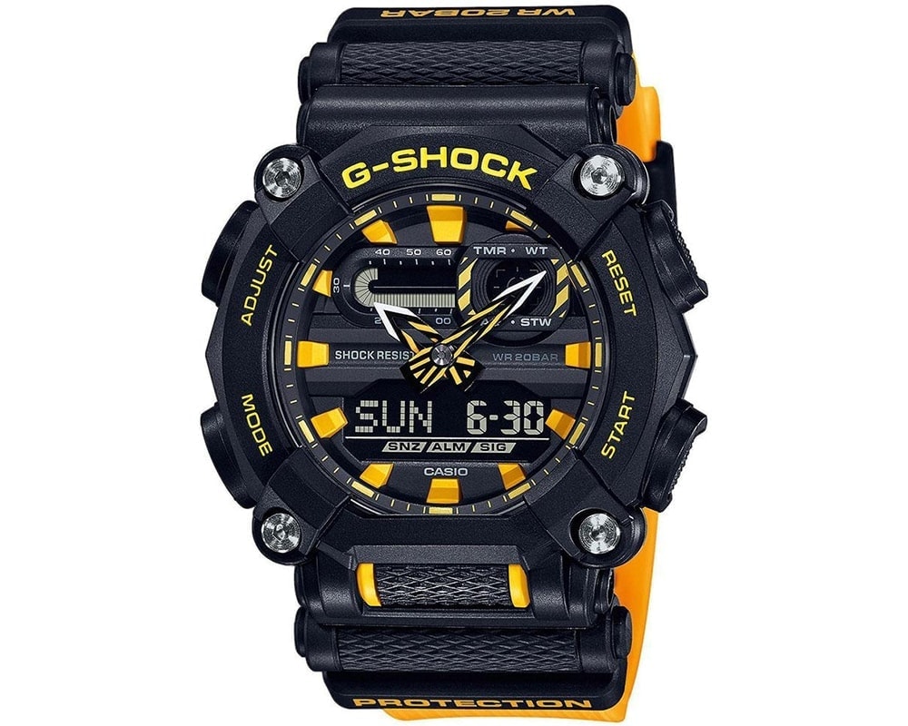 CASIO  G-Shock Yellow Rubber Strap  GA-900A-1A9ER