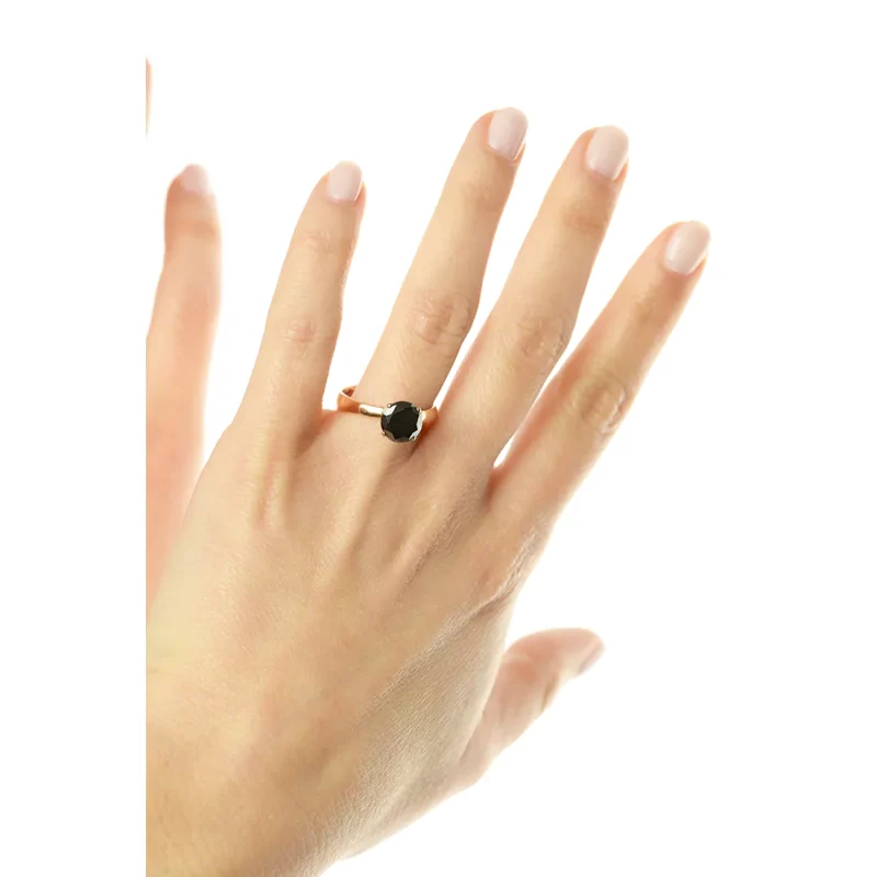 Ροζ-Χρυσό Δαχτυλίδι 18Κ |  Μαύρο Μπριγιάν | GD134