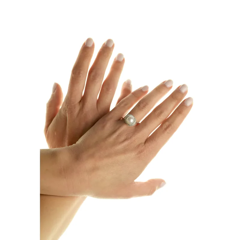 Λευκόχρυσο Δαχτυλίδι 14Κ | Μαργαριτάρι | GD283