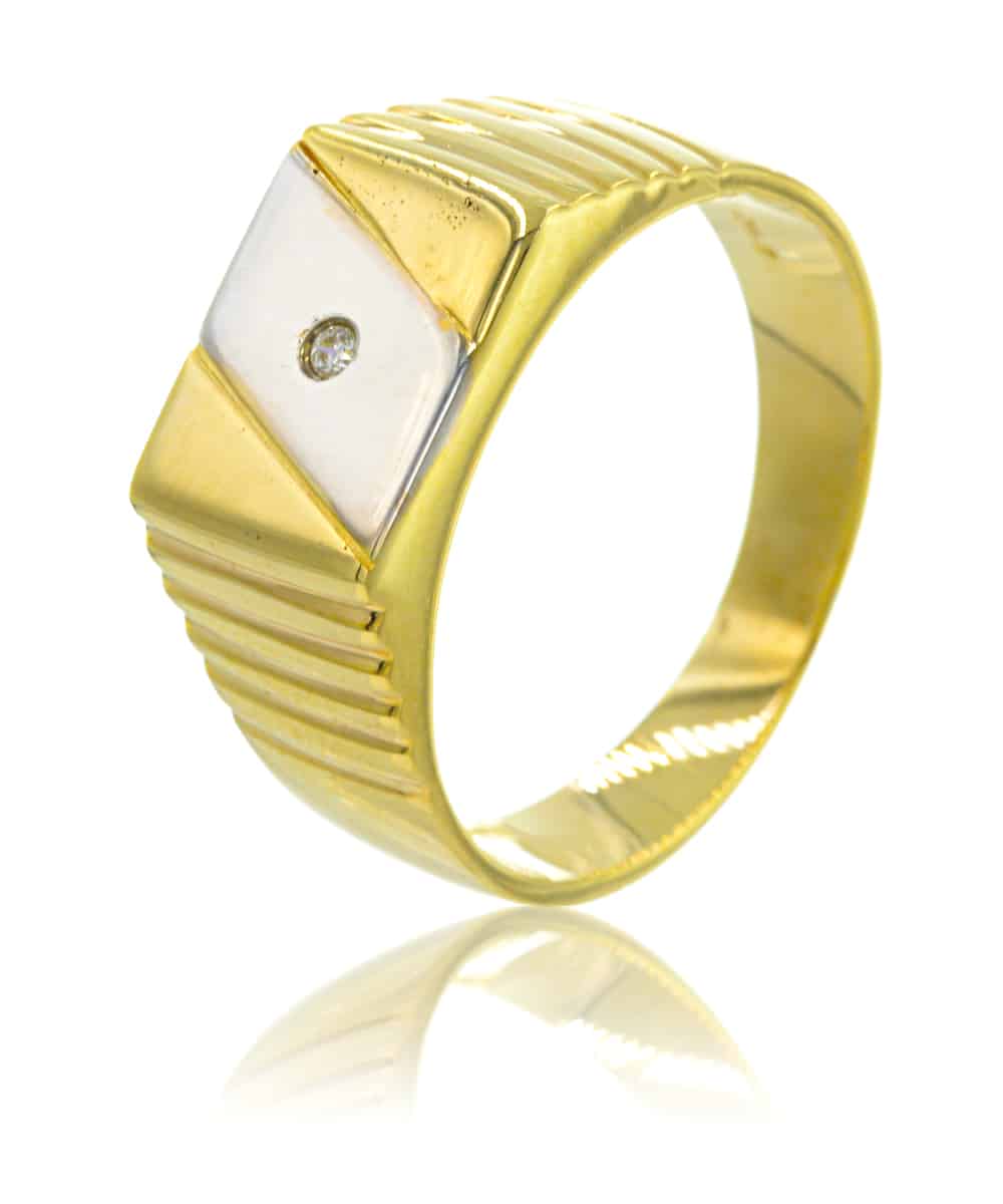 Χρυσό Ανδρικό Δαχτυλίδι 14Κ | Ζιργκόν | GDA005
