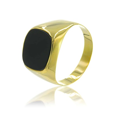 Χρυσό Ανδρικό Δαχτυλίδι 14Κ | Μαύρος Όνυχας | GDA007