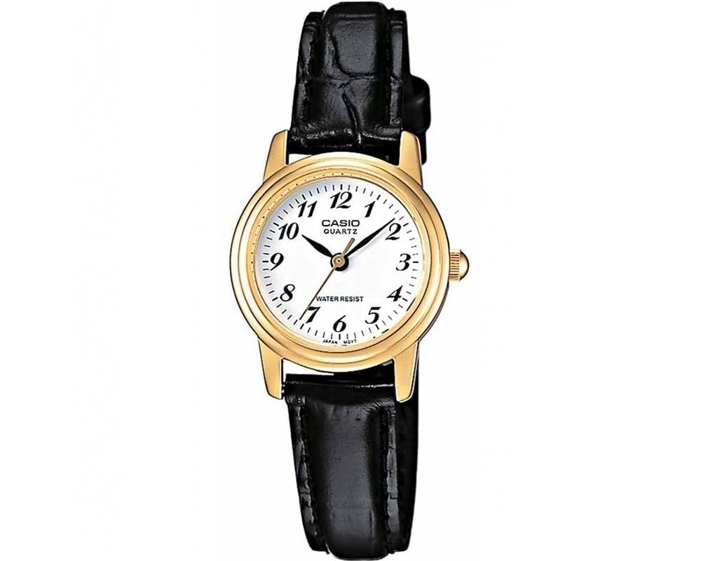 CASIO  Collection Black Leather Strap  LTP-1236PGL-7BEF