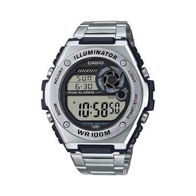 CASIO  Collection Silver Stainless Steel Bracelet  MWD-100HD-1AVEF