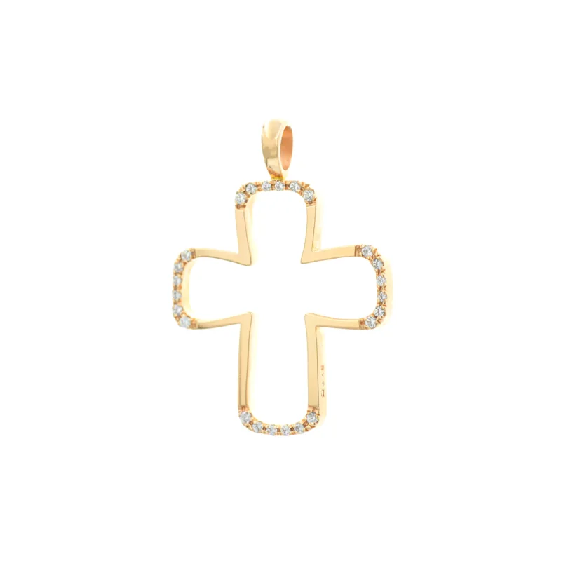 Βαπτιστικός Σταυρός Ροζ Χρυσός με πέτρες Ζιργκόν 14Κ  RGC007 (χωρίς αλυσίδα)