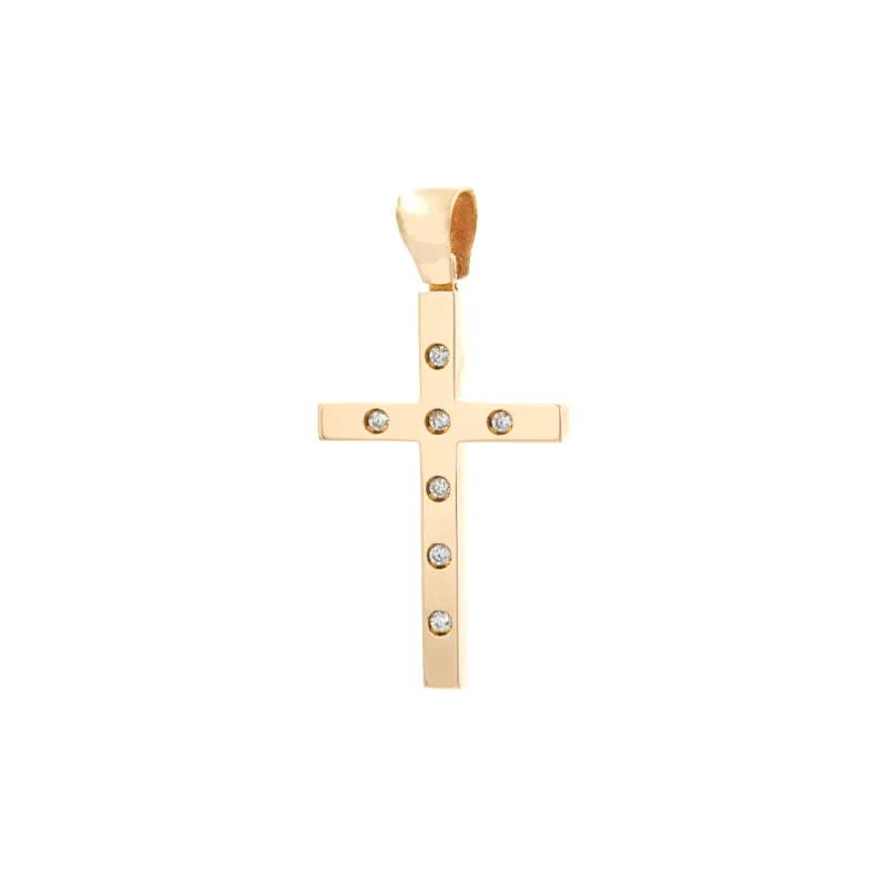 Βαπτιστικός Σταυρός Ροζ Χρυσός με πέτρες Ζιργκόν 14Κ  RGC008 (χωρίς αλυσίδα)