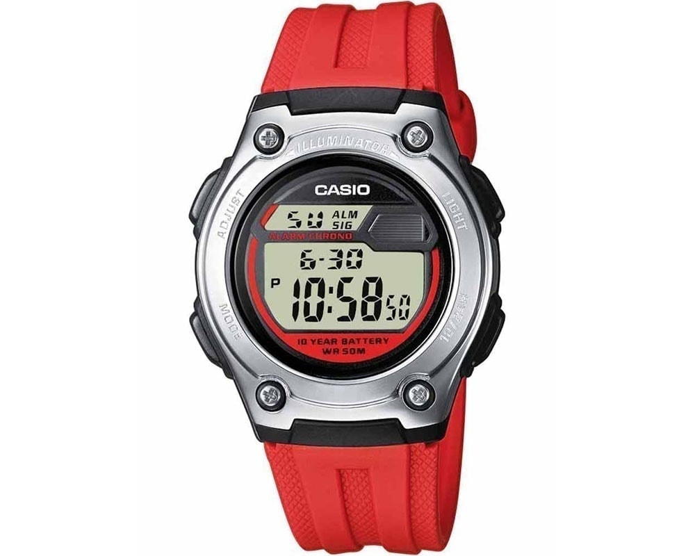 CASIO  Collection Red Rubber Strap  W-211-4AVES