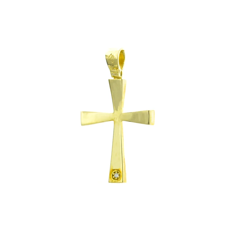 Βαπτιστικός Σταυρός Χρυσός 14Κ με πέτρες Ζιργκόν   YGC033 (χωρίς αλυσίδα)