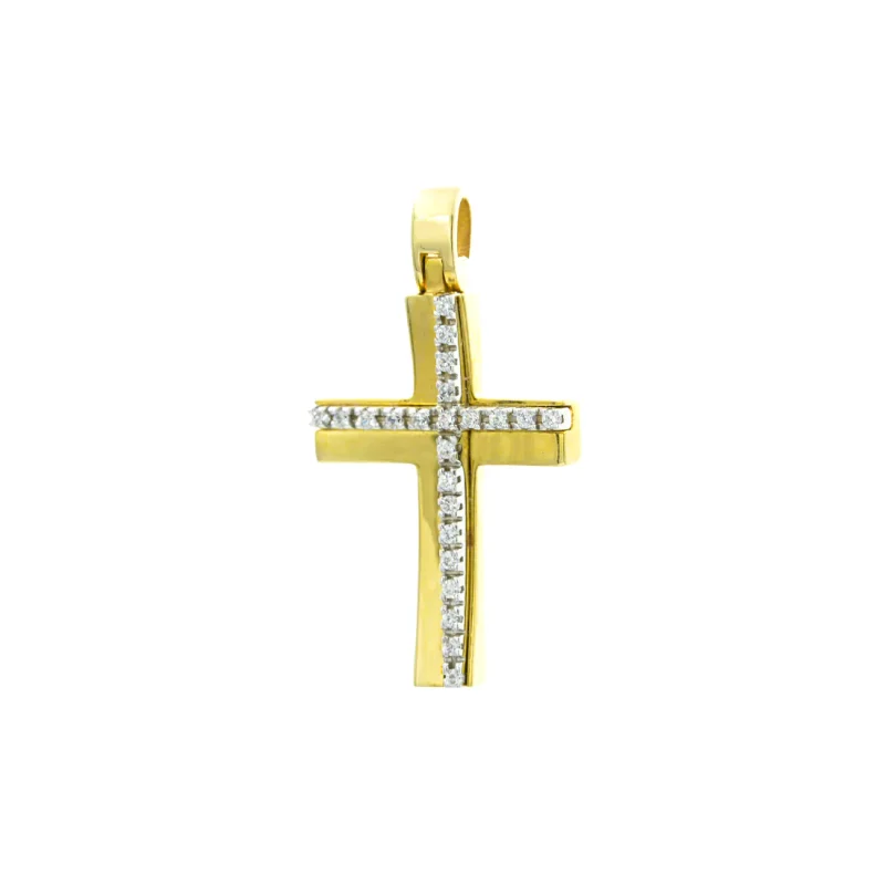 Βαπτιστικός Σταυρός Χρυσός 14Κ με πέτρες Ζιργκόν   YGC051 (χωρίς αλυσίδα)