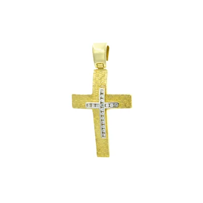 Βαπτιστικός Σταυρός Χρυσός 14Κ με πέτρες Ζιργκόν   YGC103 (χωρίς αλυσίδα)