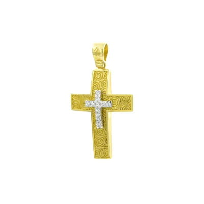 Βαπτιστικός Σταυρός Χρυσός 14Κ με πέτρες Ζιργκόν   YGC110 (χωρίς αλυσίδα)