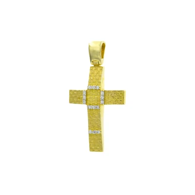 Βαπτιστικός Σταυρός Χρυσός 14Κ με πέτρες Ζιργκόν  YGC113 (χωρίς αλυσίδα)