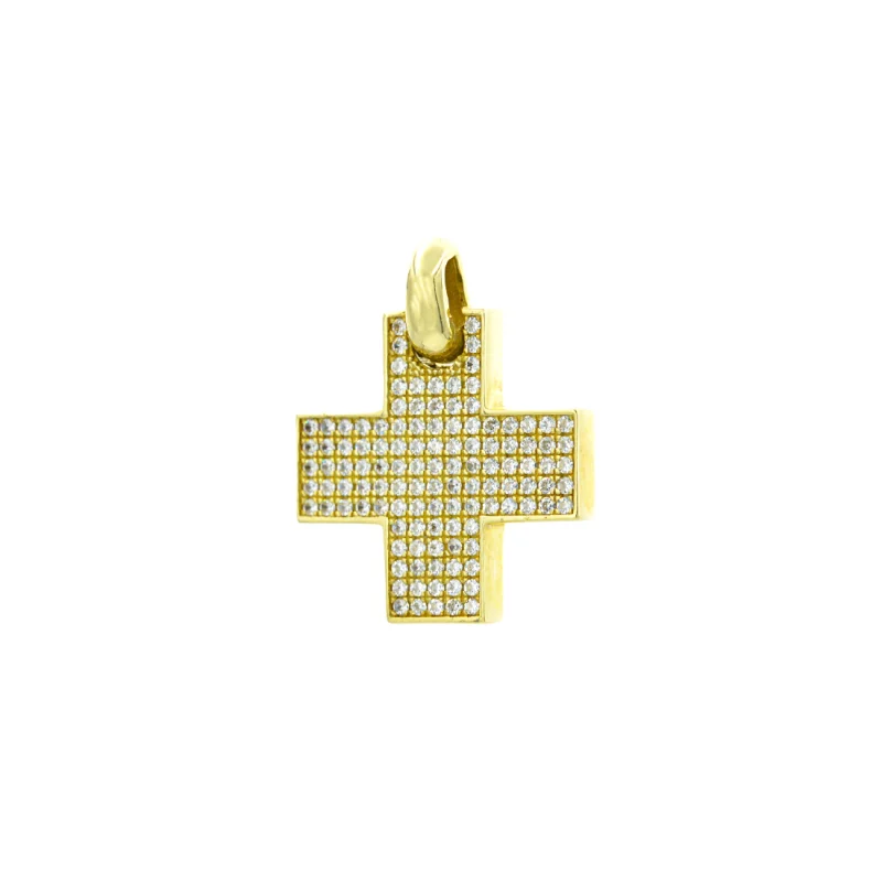 Βαπτιστικός Σταυρός Χρυσός 14Κ με πέτρες Ζιργκόν  YGC115 (χωρίς αλυσίδα)