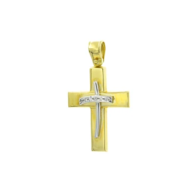 Βαπτιστικός Σταυρός Χρυσός 14Κ με πέτρες Ζιργκόν   YGC120 (χωρίς αλυσίδα)