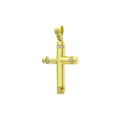 Βαπτιστικός Σταυρός Χρυσός 14Κ με πέτρες Ζιργκόν  YGC133 (χωρίς αλυσίδα)