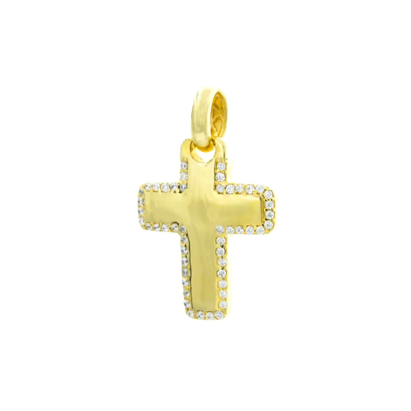 Βαπτιστικός Σταυρός Χρυσός 14Κ με πέτρες Ζιργκόν   YGC135 (χωρίς αλυσίδα)