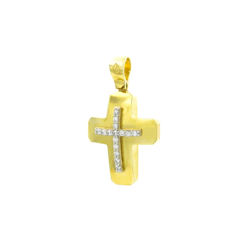 Βαπτιστικός Σταυρός Χρυσός 14Κ με πέτρες Ζιργκόν   YGC139 (χωρίς αλυσίδα)