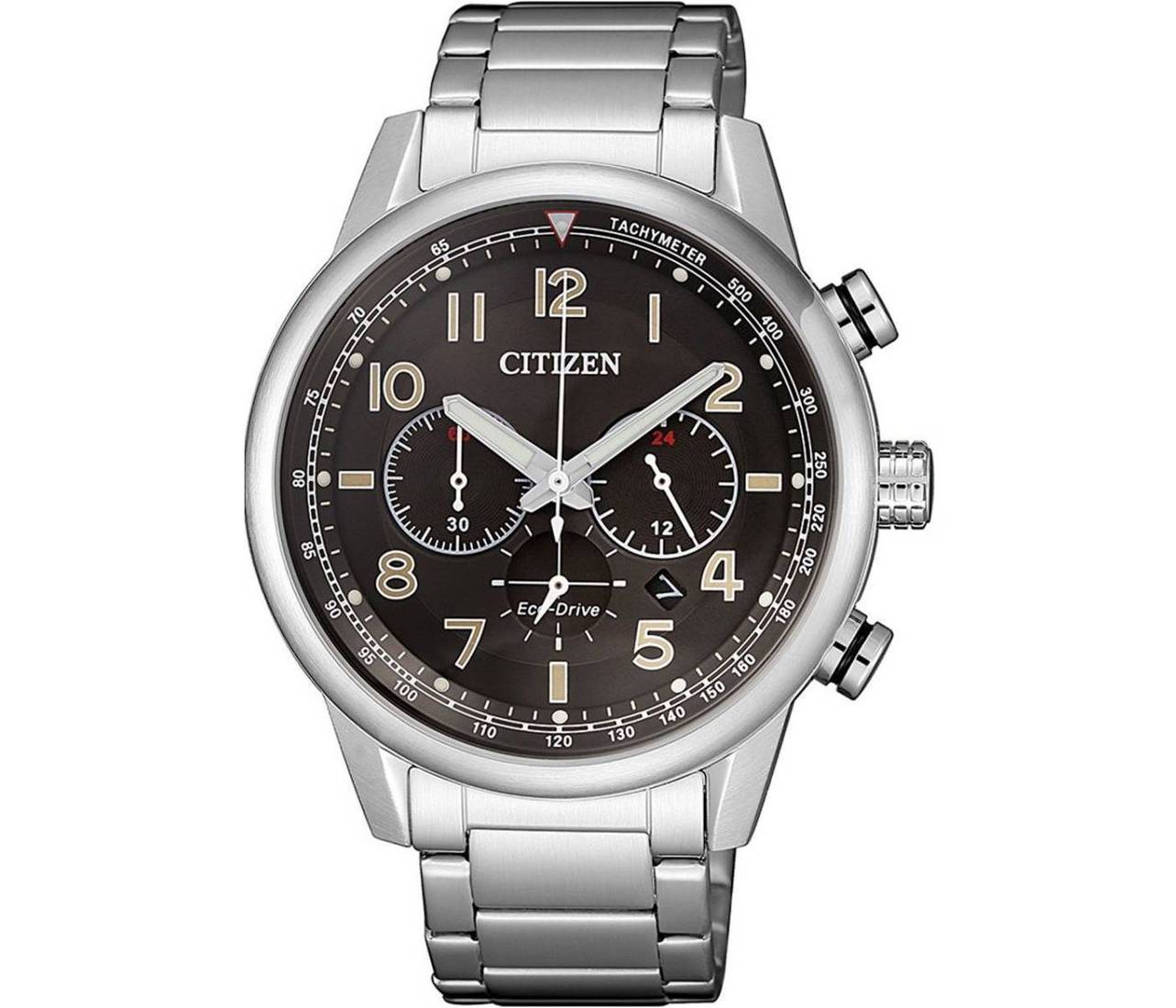 CITIZEN  Military Eco-Drive Chronograph Silver Stainless Steel Bracelet  CA4420-81E