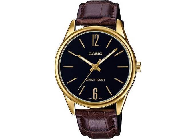 CASIO  Collection Brown Leather Strap   MTP-V005GL-1BUDF