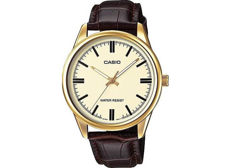 CASIO  Collection Brown Leather Strap   MTP-V005GL-9AUDF