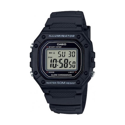 CASIO  Collection Digital Black Rubber Strap  W-218H-1AVEF