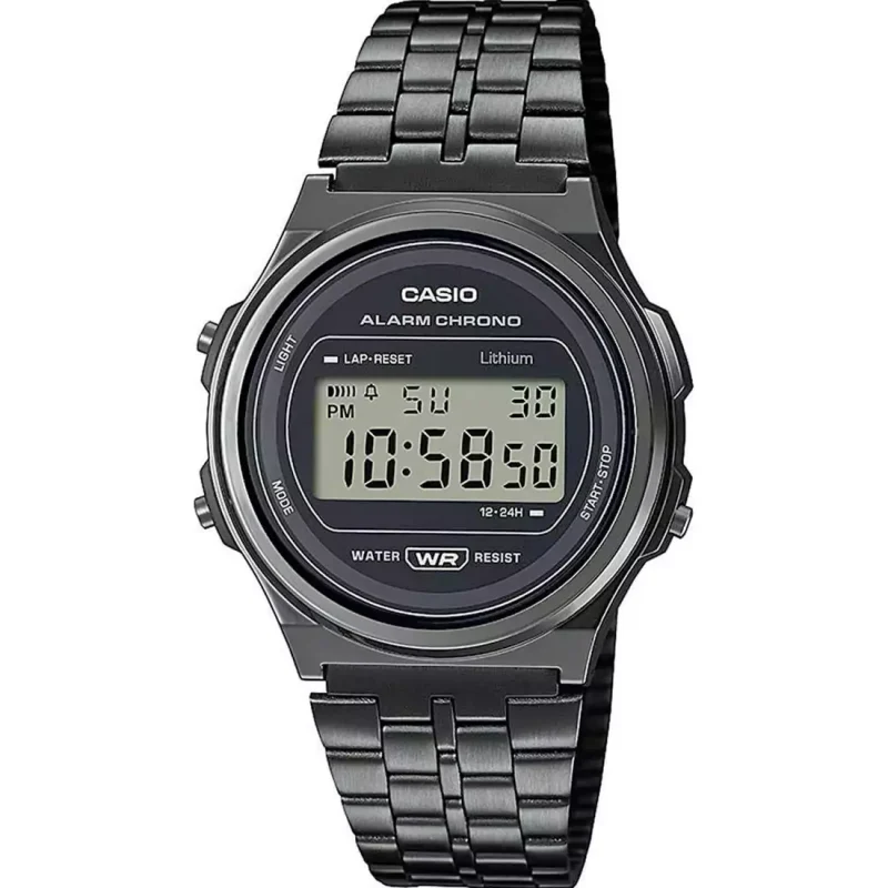 CASIO Vintage Chrono Black Stainless Steel Bracelet A-171WEGG-1AEF