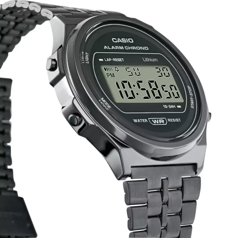 CASIO Vintage Chrono Black Stainless Steel Bracelet A-171WEGG-1AEF