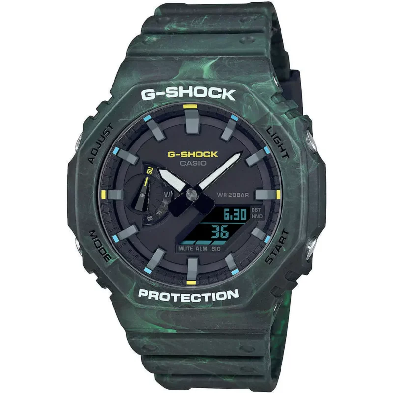CASIO  G-Shock Chrono Green Rubber Strap  GA-2100FR-3AER
