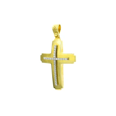 Βαπτιστικός Σταυρός Xρυσός 14Κ Με Ζιργκόν Πέτρες YGC178 (χωρίς αλυσίδα)