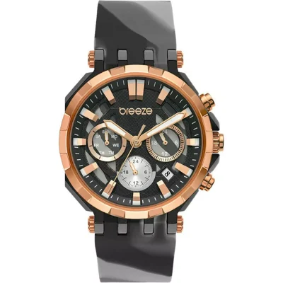 BREEZE  FanC Dual Time Black Rubber Strap  112291.6