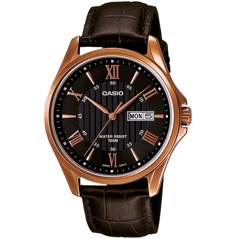 CASIO Collection Brown Leather Strap MTP-1384L-1AVEF