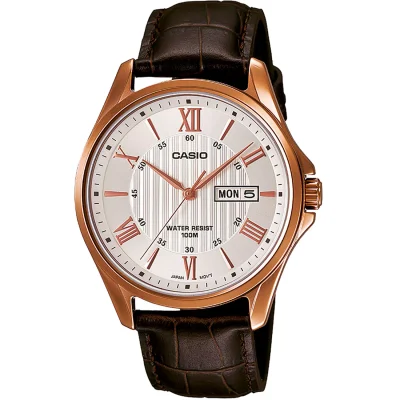 CASIO Collection Brown Leather Strap MTP-1384L-7AVEF