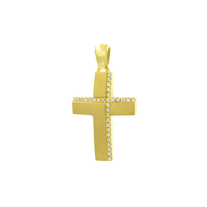 Βαπτιστικός Σταυρός Xρυσός 18Κ Με Ζιργκόν Πέτρες YGC184 (χωρίς αλυσίδα)