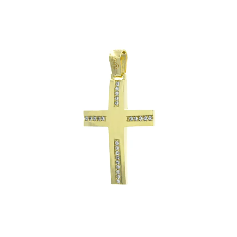 Βαπτιστικός Σταυρός Xρυσός 14Κ Με Ζιργκόν Πέτρες YGC189 (χωρίς αλυσίδα)
