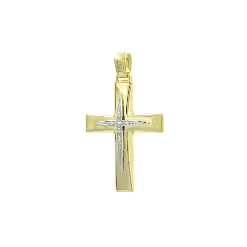 Βαπτιστικός Σταυρός Xρυσός 14Κ Με Ζιργκόν Πέτρες YGC193 (χωρίς αλυσίδα)