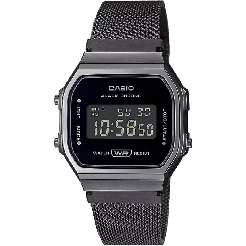 CASIO Vintage Black Stainless Steel Bracelet A-168WEMB-1BEF